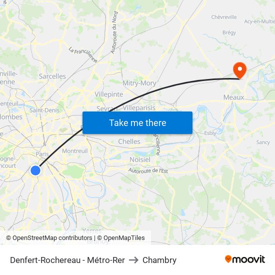 Denfert-Rochereau - Métro-Rer to Chambry map