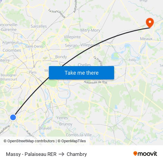 Massy - Palaiseau RER to Chambry map