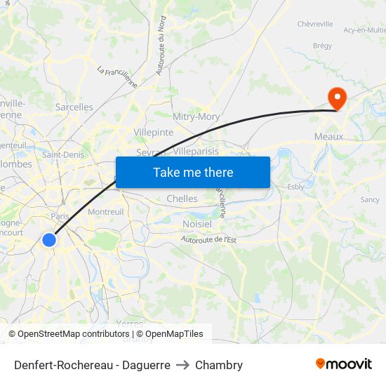 Denfert-Rochereau - Daguerre to Chambry map