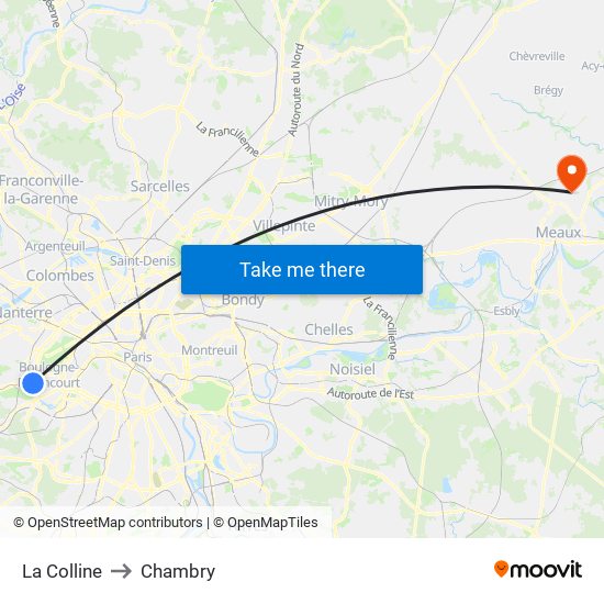 La Colline to Chambry map