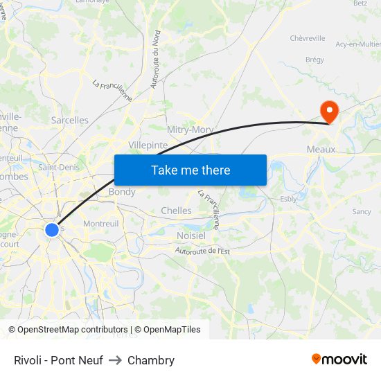 Rivoli - Pont Neuf to Chambry map