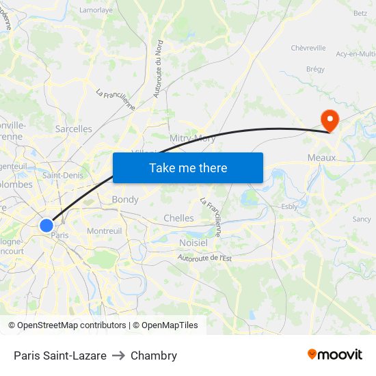 Paris Saint-Lazare to Chambry map