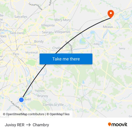 Juvisy RER to Chambry map