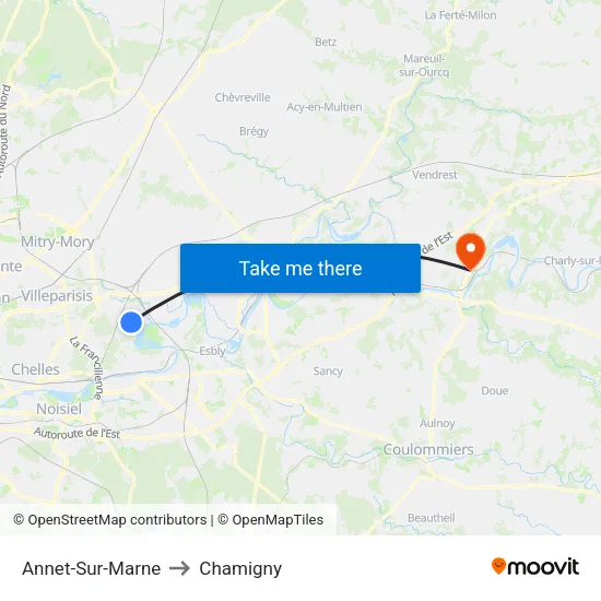 Annet-Sur-Marne to Chamigny map