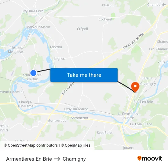 Armentieres-En-Brie to Chamigny map