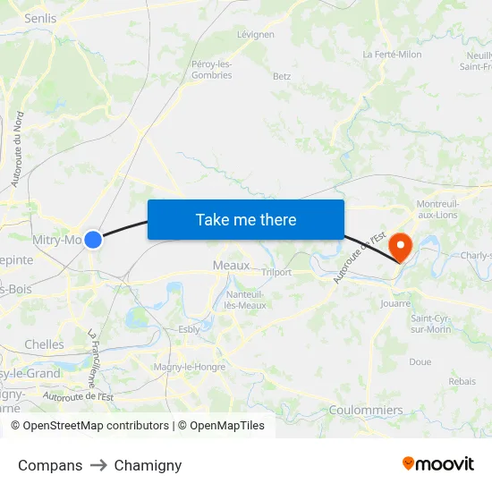 Compans to Chamigny map