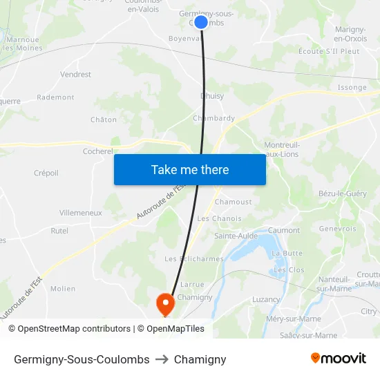Germigny-Sous-Coulombs to Chamigny map