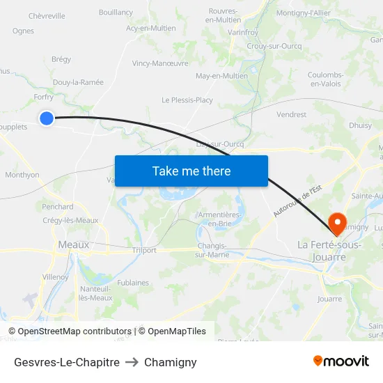 Gesvres-Le-Chapitre to Chamigny map