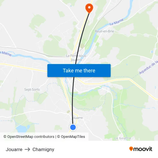 Jouarre to Chamigny map