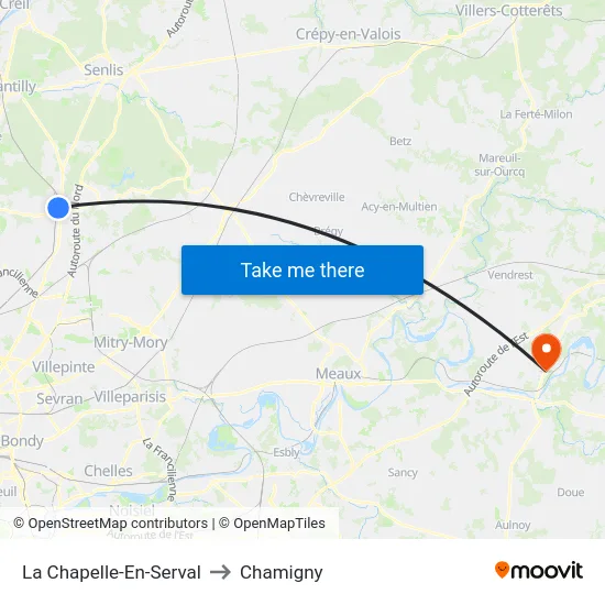La Chapelle-En-Serval to Chamigny map
