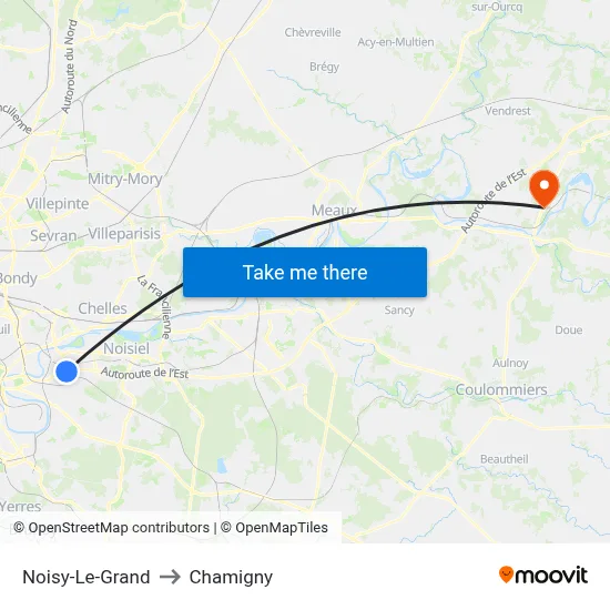 Noisy-Le-Grand to Chamigny map