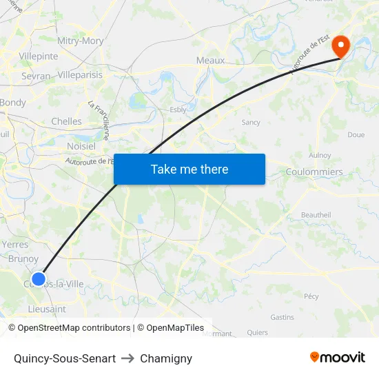 Quincy-Sous-Senart to Chamigny map