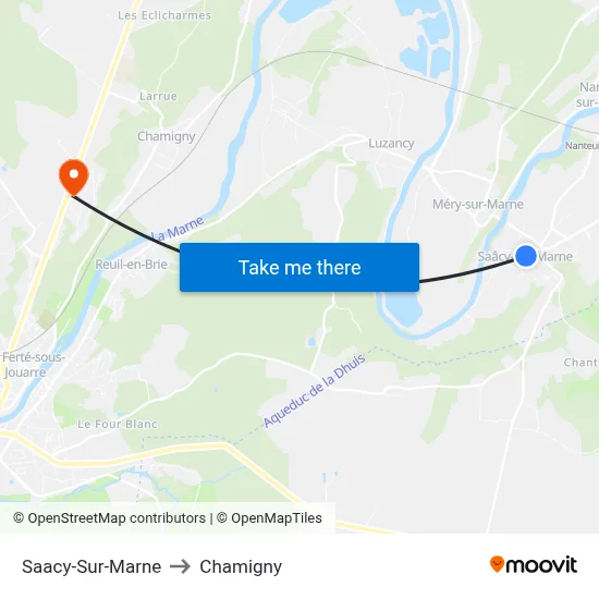 Saacy-Sur-Marne to Chamigny map