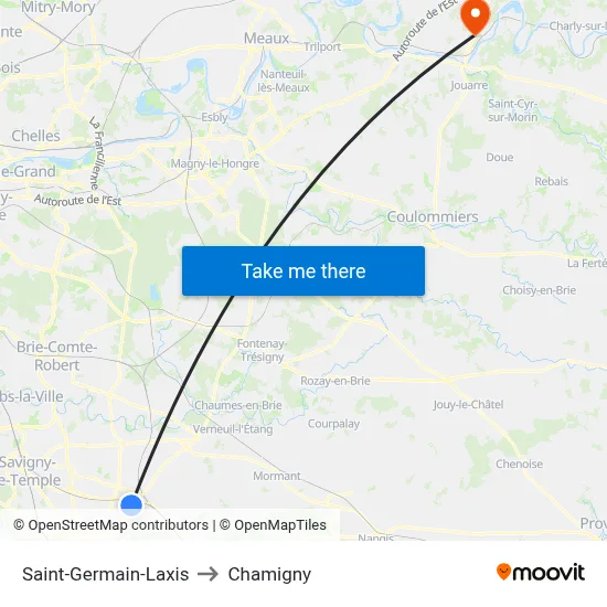 Saint-Germain-Laxis to Chamigny map