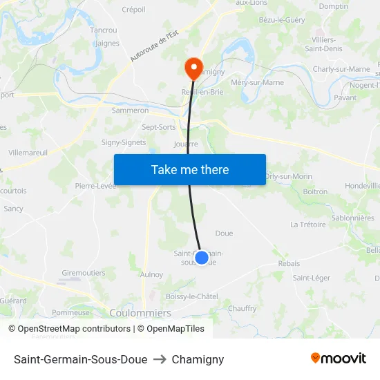 Saint-Germain-Sous-Doue to Chamigny map