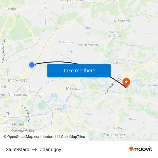 Saint-Mard to Chamigny map