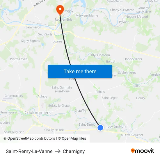Saint-Remy-La-Vanne to Chamigny map