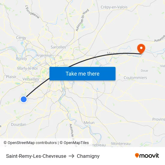 Saint-Remy-Les-Chevreuse to Chamigny map