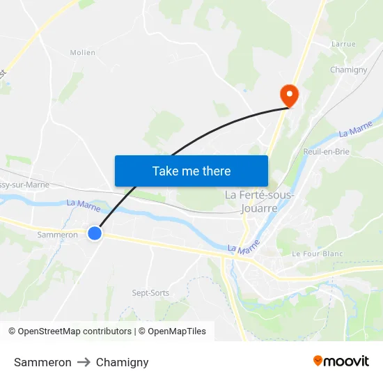 Sammeron to Chamigny map