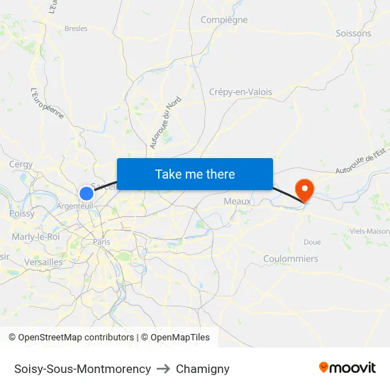 Soisy-Sous-Montmorency to Chamigny map