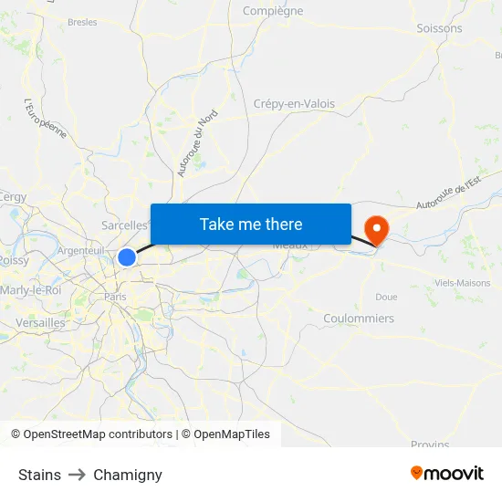 Stains to Chamigny map