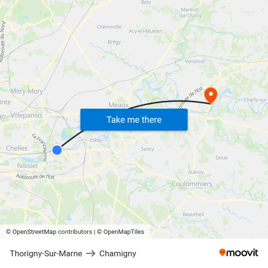 Thorigny-Sur-Marne to Chamigny map