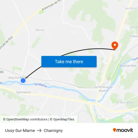Ussy-Sur-Marne to Chamigny map