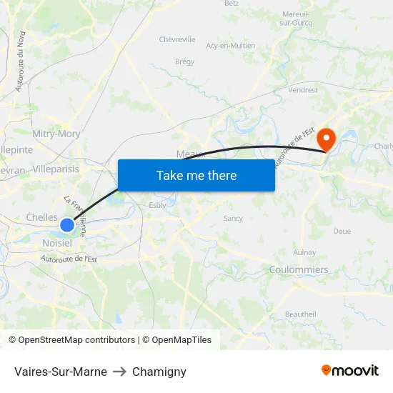Vaires-Sur-Marne to Chamigny map