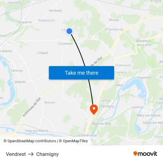 Vendrest to Chamigny map