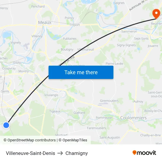 Villeneuve-Saint-Denis to Chamigny map
