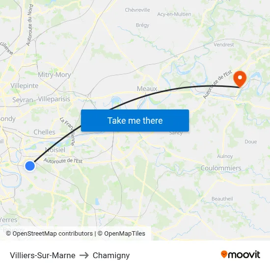 Villiers-Sur-Marne to Chamigny map