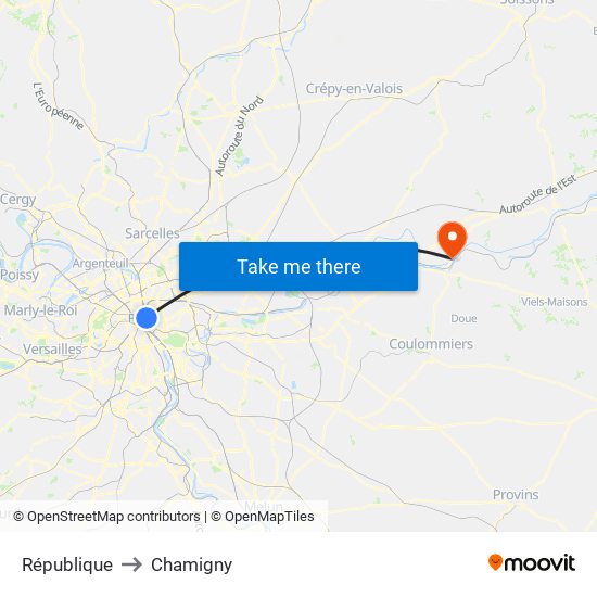 République to Chamigny map