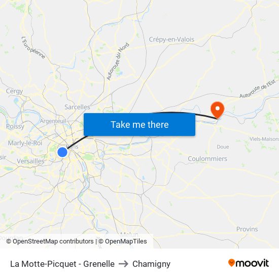 La Motte-Picquet - Grenelle to Chamigny map