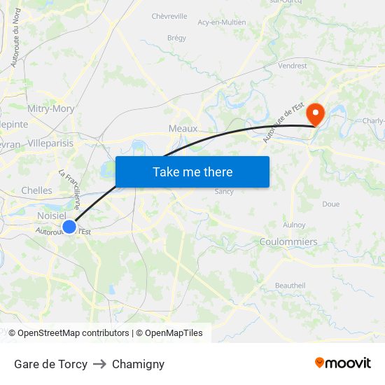 Gare de Torcy to Chamigny map