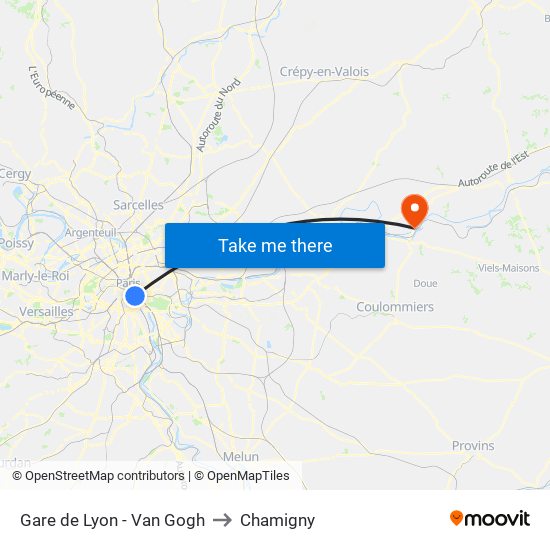 Gare de Lyon - Van Gogh to Chamigny map