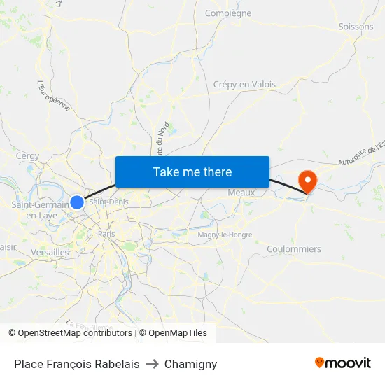 Place François Rabelais to Chamigny map