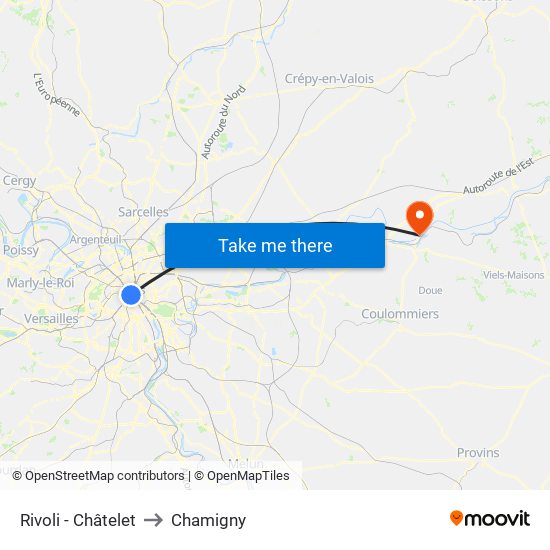 Rivoli - Châtelet to Chamigny map