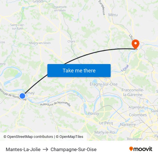 Mantes-La-Jolie to Champagne-Sur-Oise map
