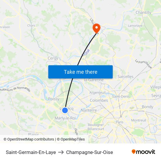 Saint-Germain-En-Laye to Champagne-Sur-Oise map