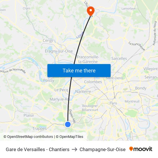 Gare de Versailles - Chantiers to Champagne-Sur-Oise map