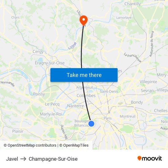 Javel to Champagne-Sur-Oise map