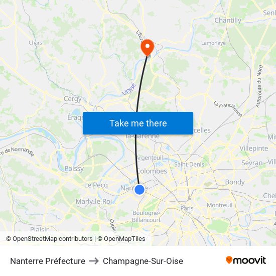 Nanterre Préfecture to Champagne-Sur-Oise map