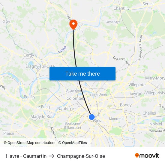 Havre - Caumartin to Champagne-Sur-Oise map