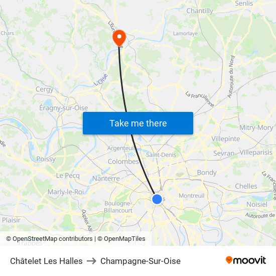 Châtelet Les Halles to Champagne-Sur-Oise map