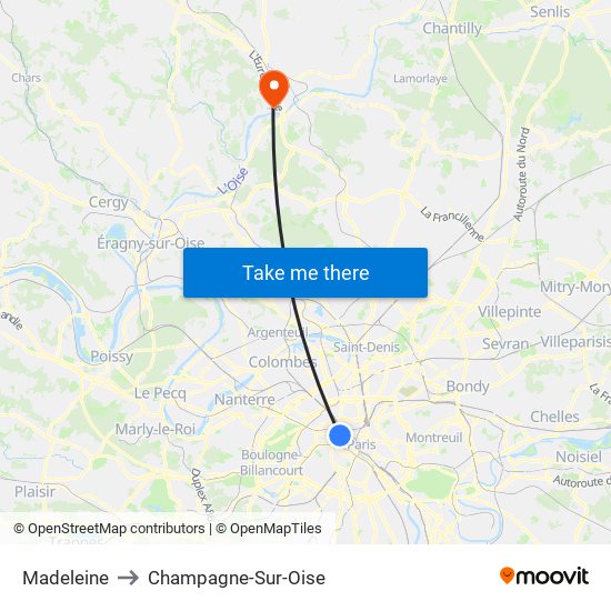 Madeleine to Champagne-Sur-Oise map