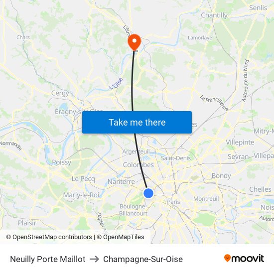 Neuilly Porte Maillot to Champagne-Sur-Oise map