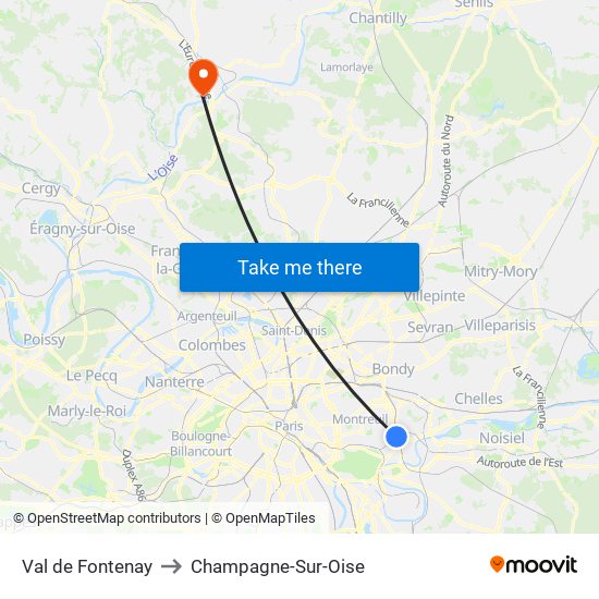 Val de Fontenay to Champagne-Sur-Oise map