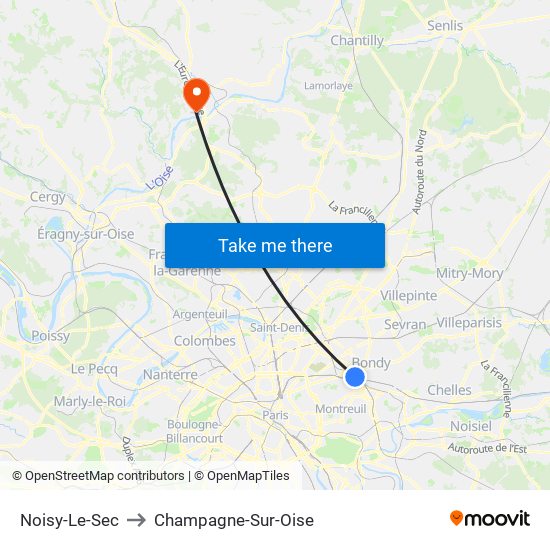 Noisy-Le-Sec to Champagne-Sur-Oise map