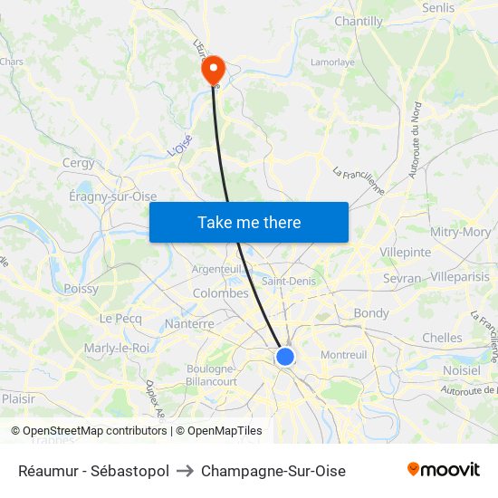 Réaumur - Sébastopol to Champagne-Sur-Oise map