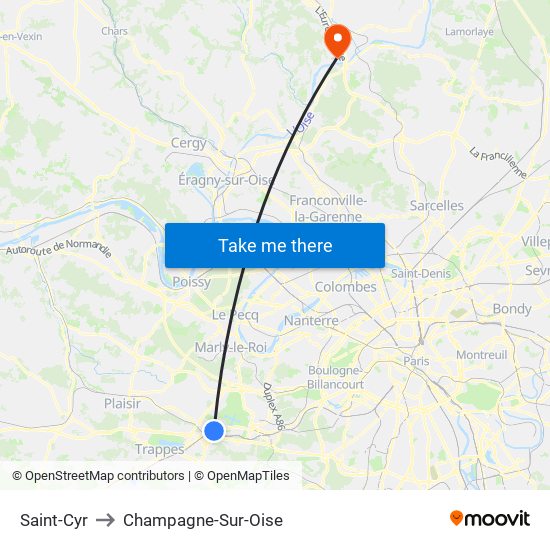 Saint-Cyr to Champagne-Sur-Oise map